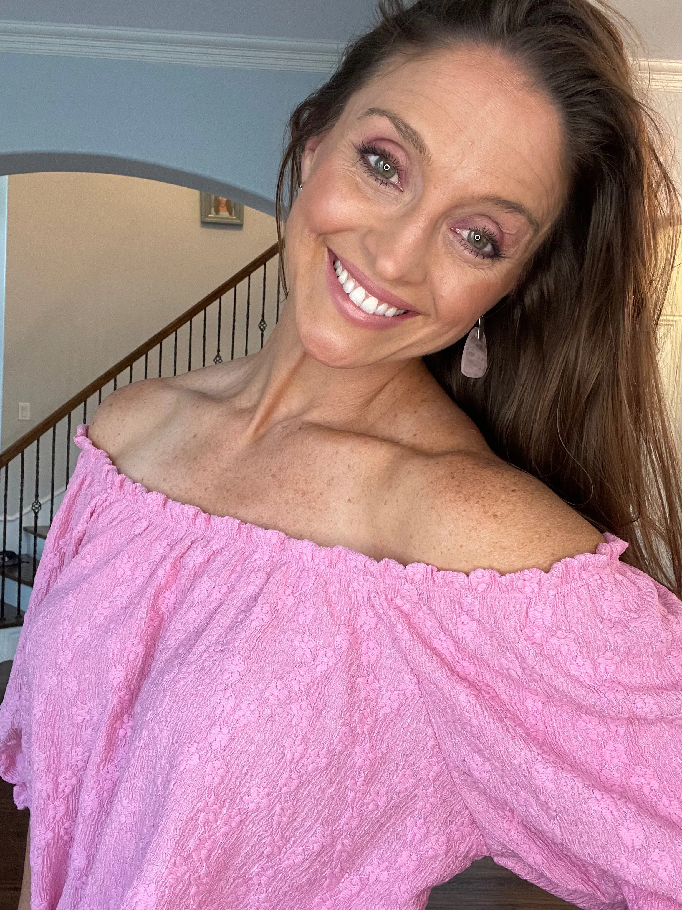 Off Shoulder Short Sleeve Textured Top