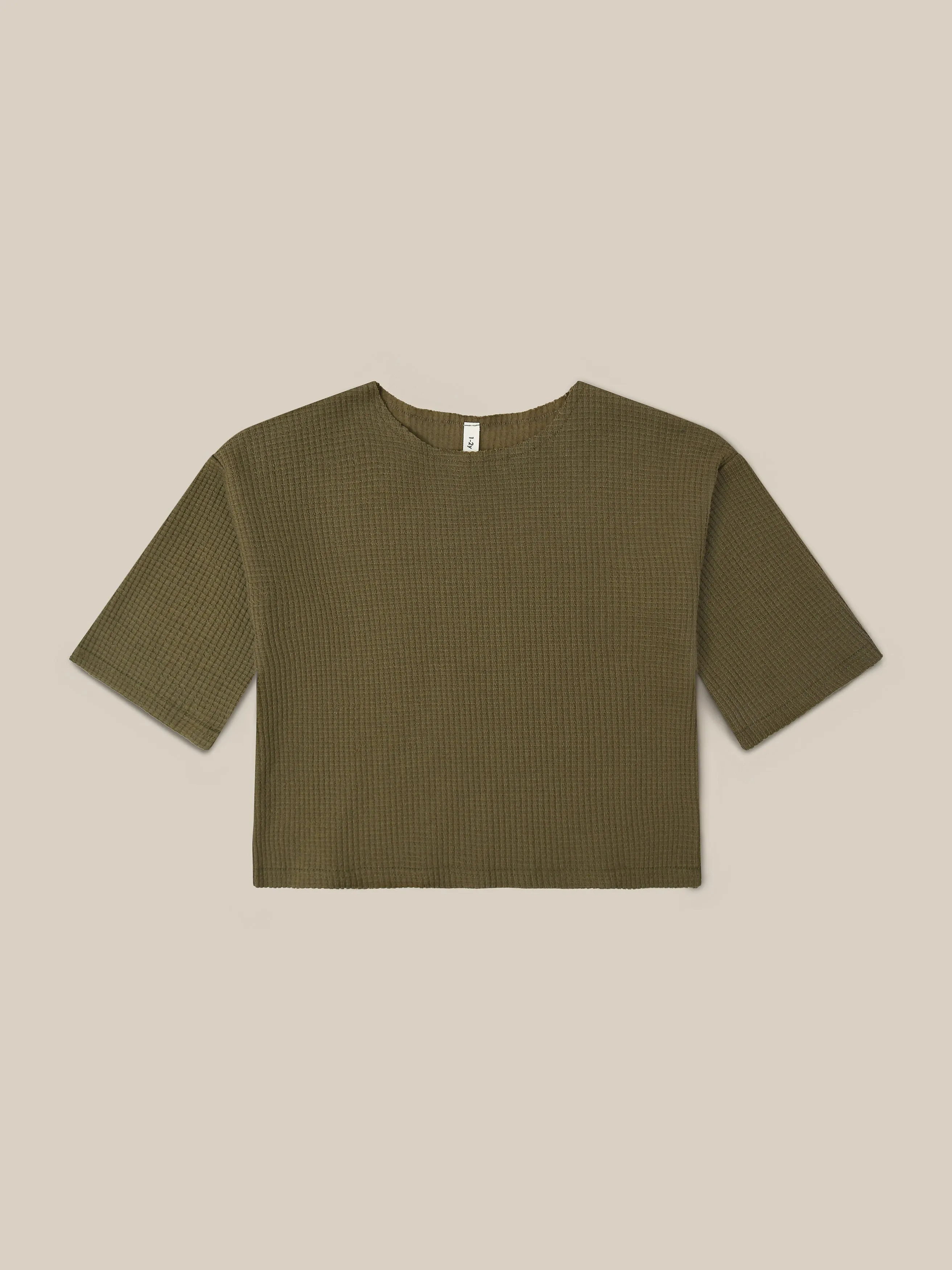 Olive Waffle Boxy Sweatshirt