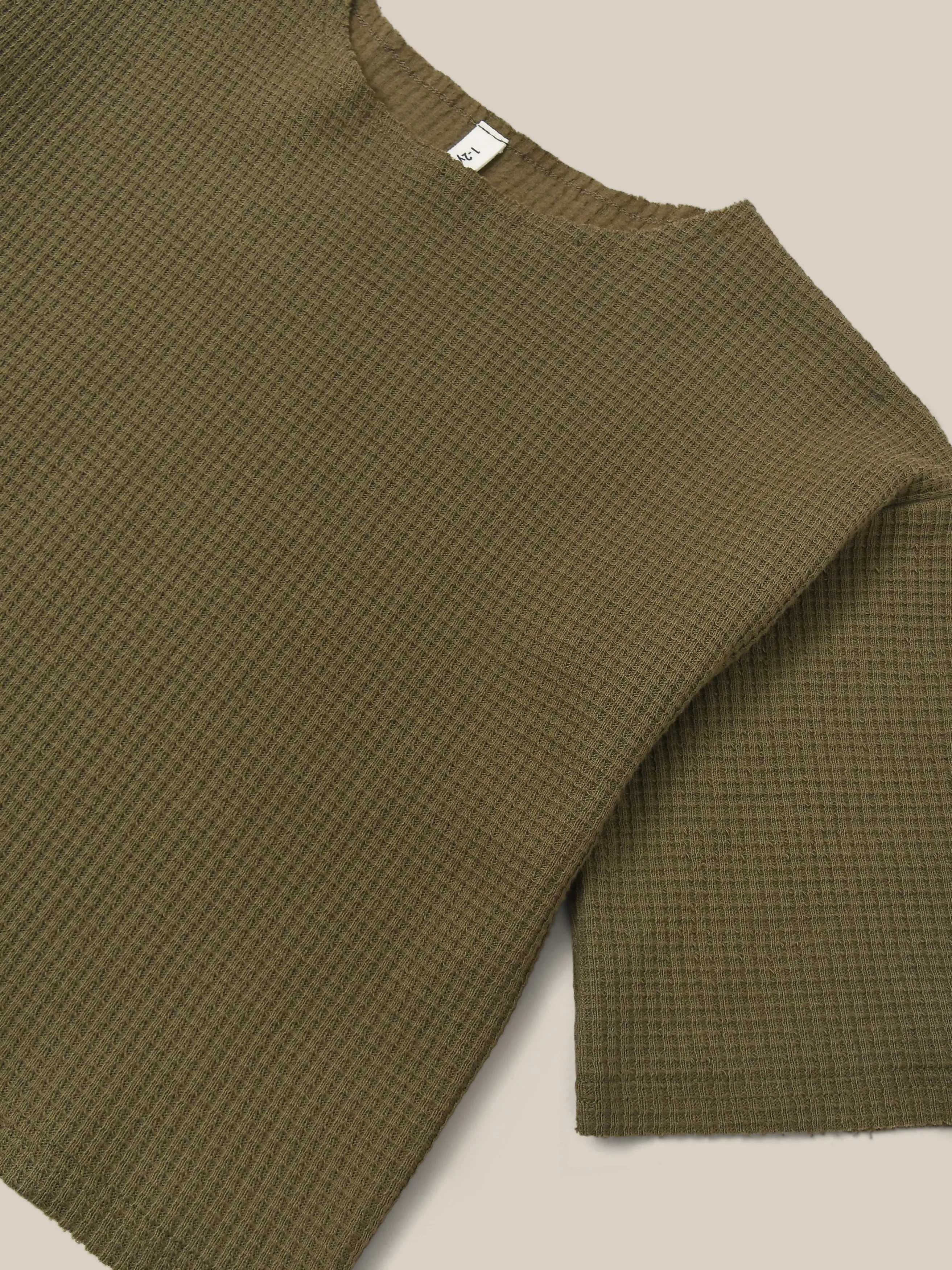 Olive Waffle Boxy Sweatshirt