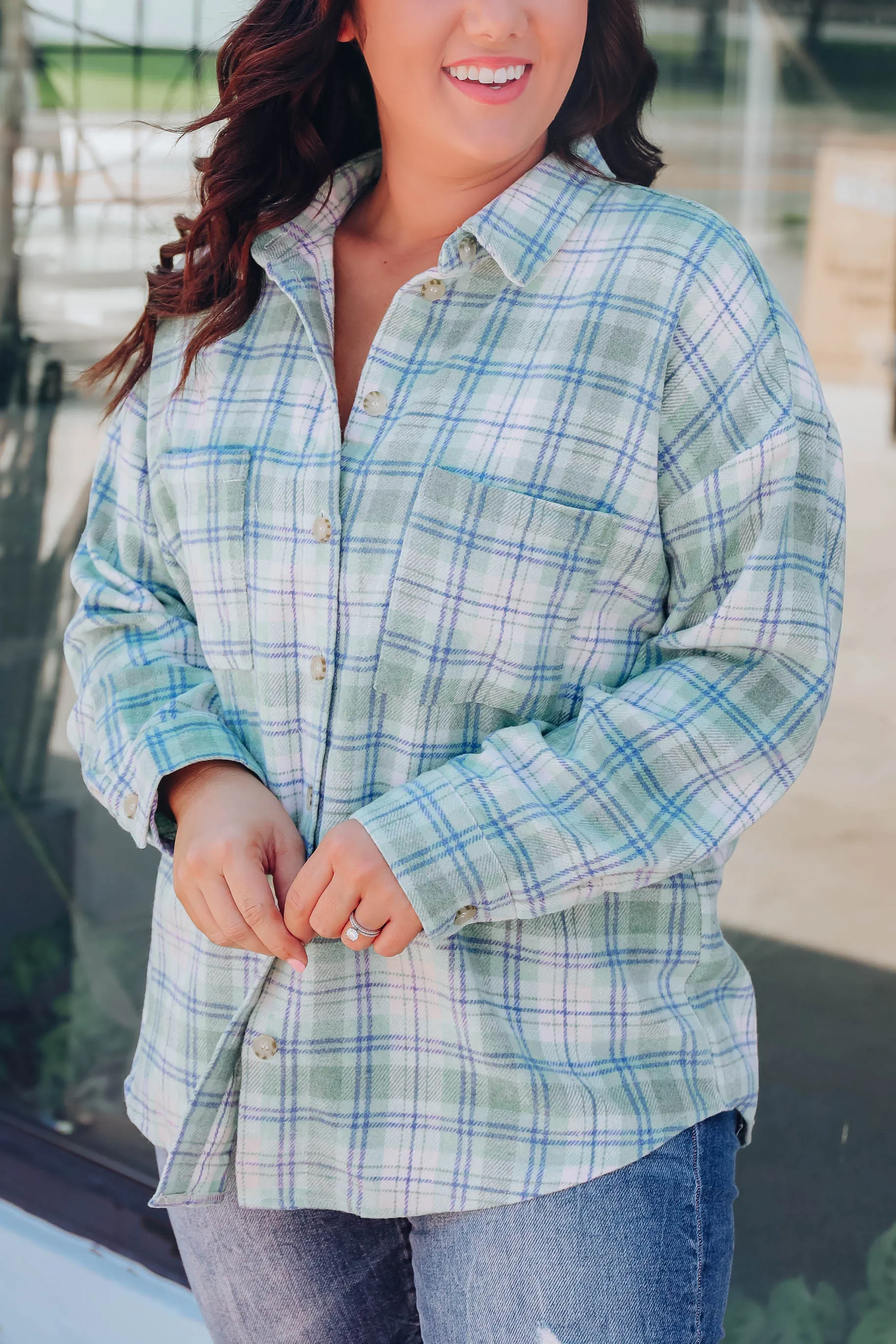 Ollie Oversized Plaid Flannel - Green