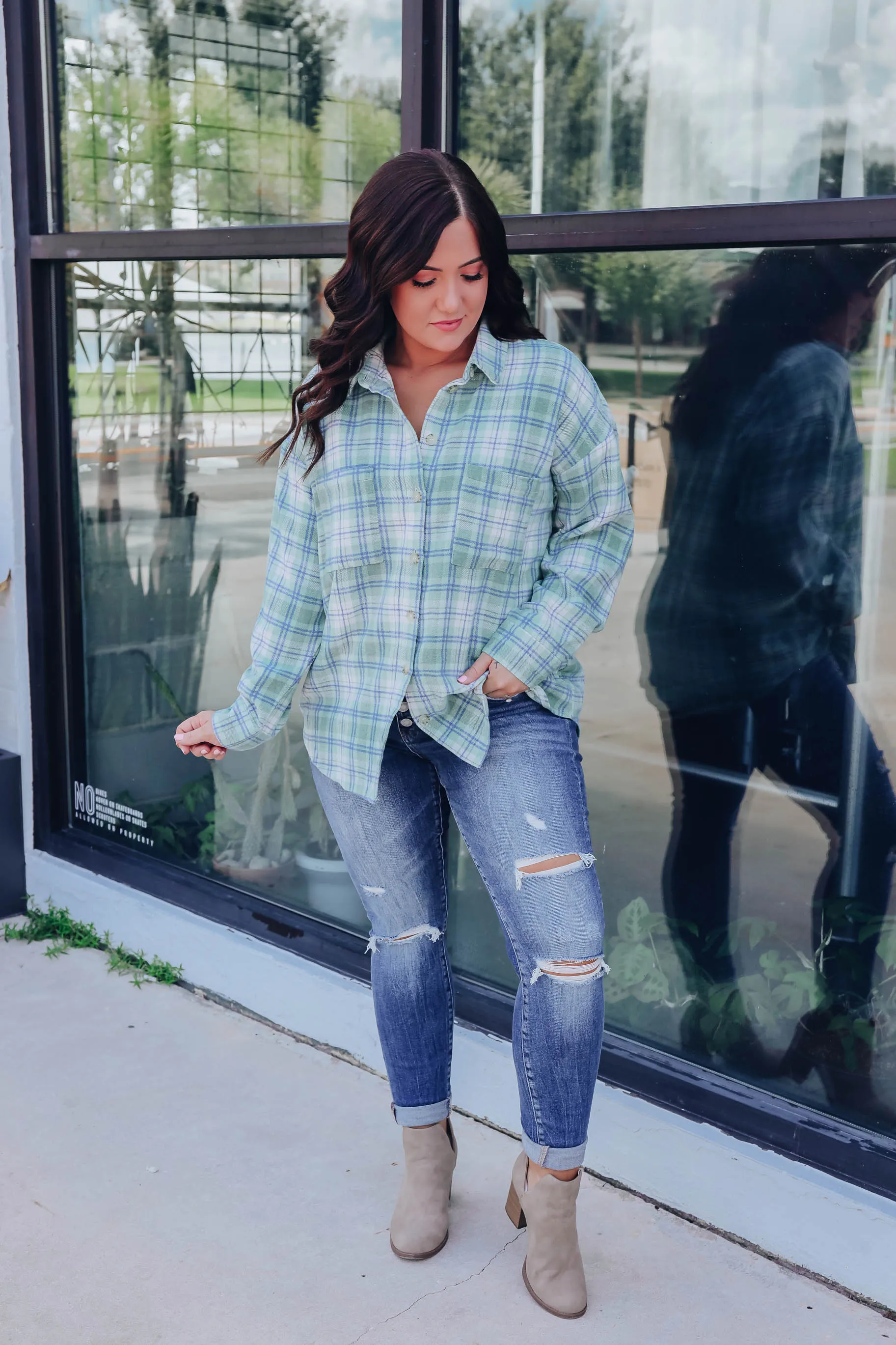 Ollie Oversized Plaid Flannel - Green