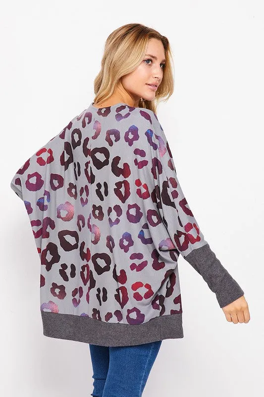 Ombre Leopard Cardigan: Grey Mix