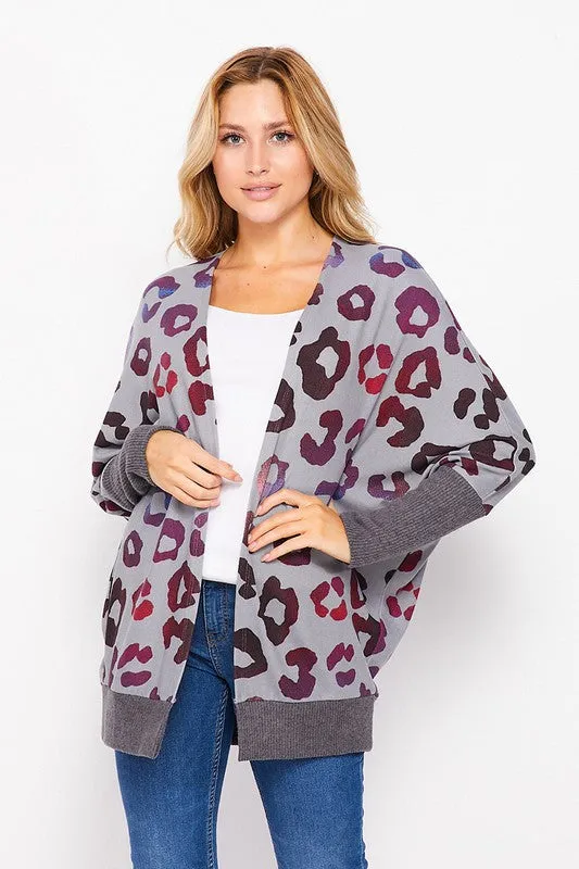 Ombre Leopard Cardigan: Grey Mix