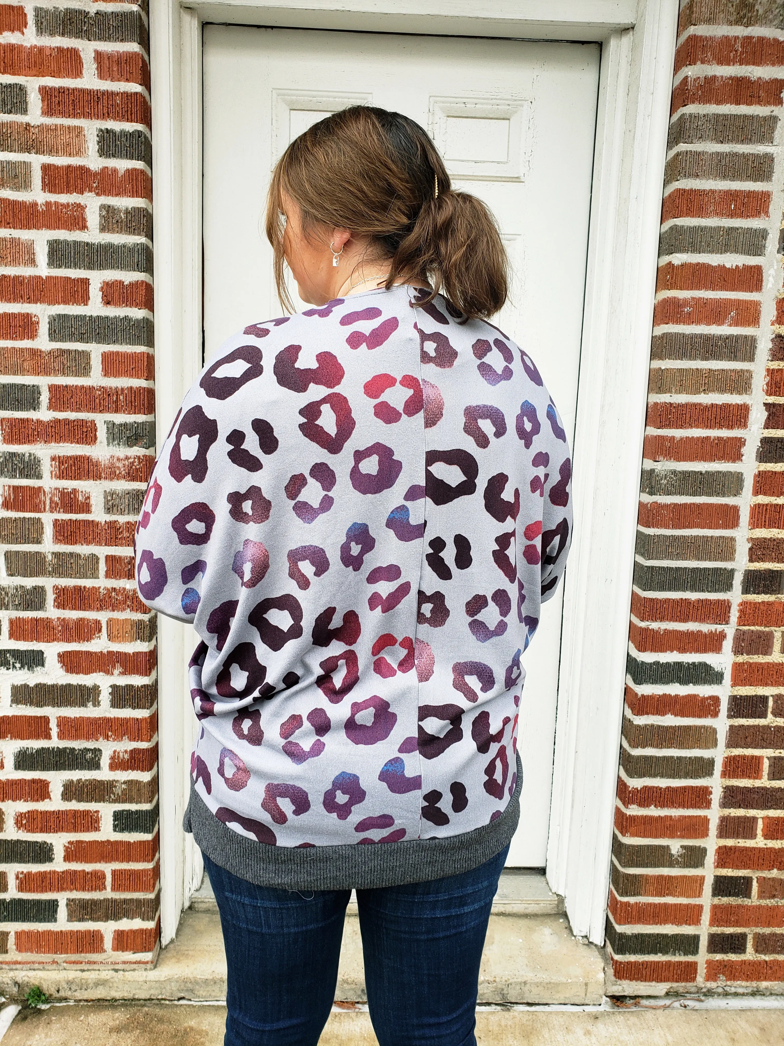 Ombre Leopard Cardigan: Grey Mix