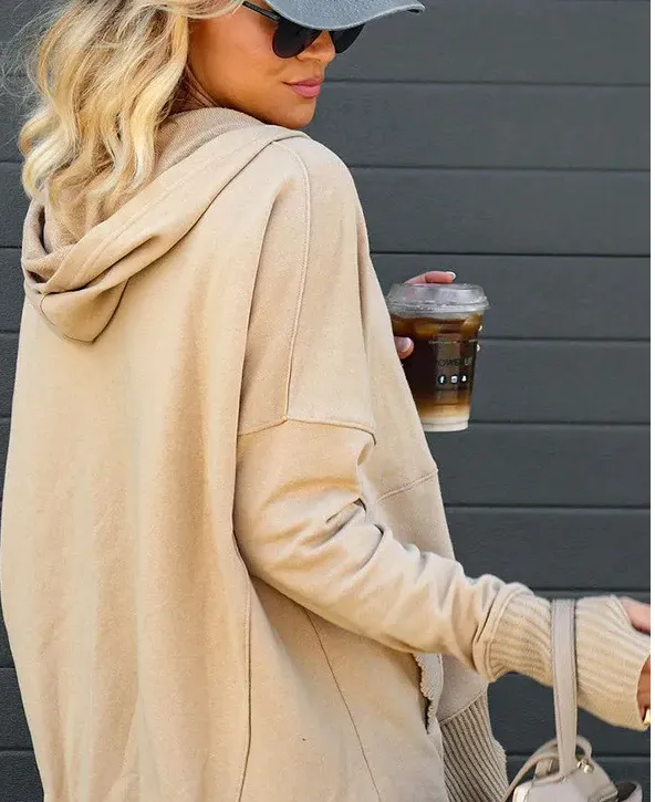 On Point Hooded Button-Up Relaxed Fit Sweater