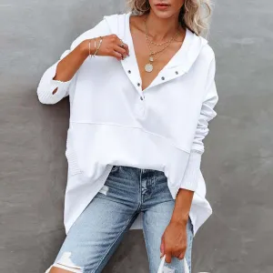 On Point Hooded Button-Up Relaxed Fit Sweater