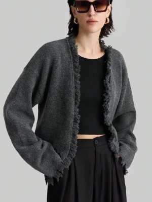 Ontre Women's Loose Knit Cardigan With Shawl Collar