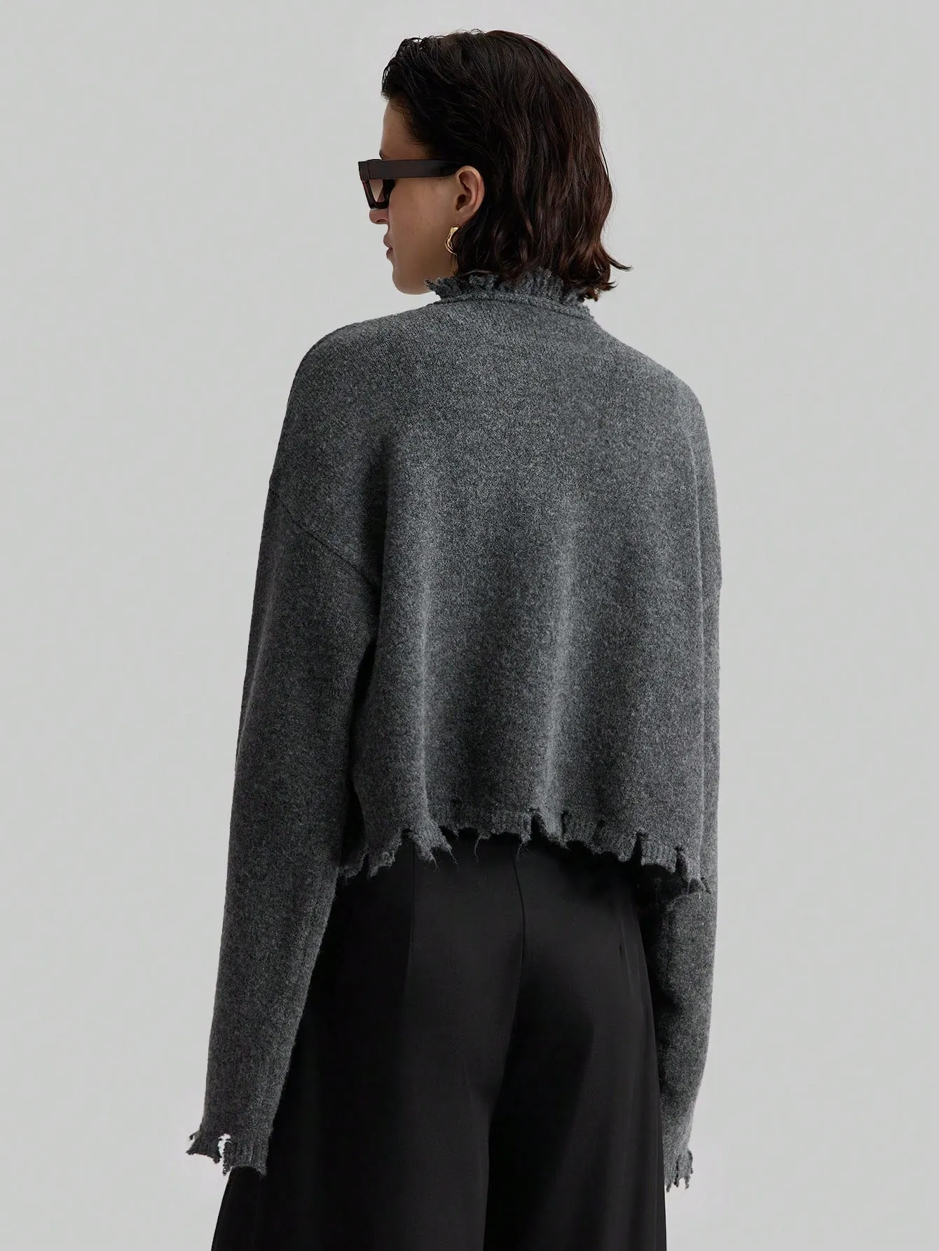 Ontre Women's Loose Knit Cardigan With Shawl Collar