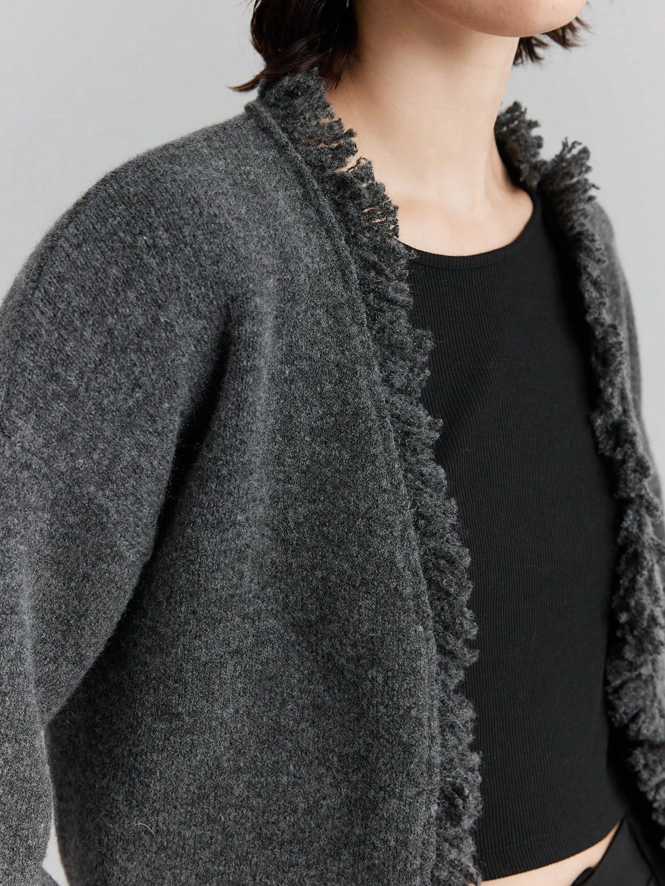Ontre Women's Loose Knit Cardigan With Shawl Collar