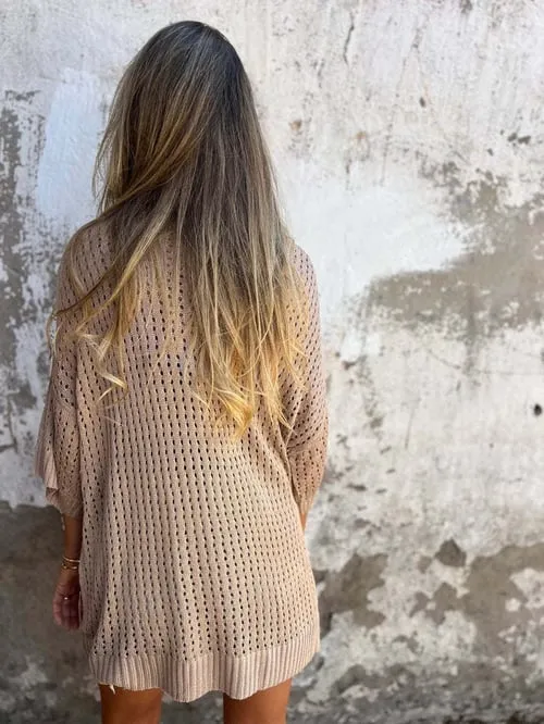 Open Knit V-Neck Sweater | Lightweight and Airy | Relaxed Fit