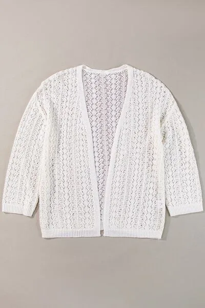 Openwork Open Front Dropped Shoulder Cardigan