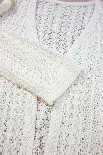 Openwork Open Front Dropped Shoulder Cardigan