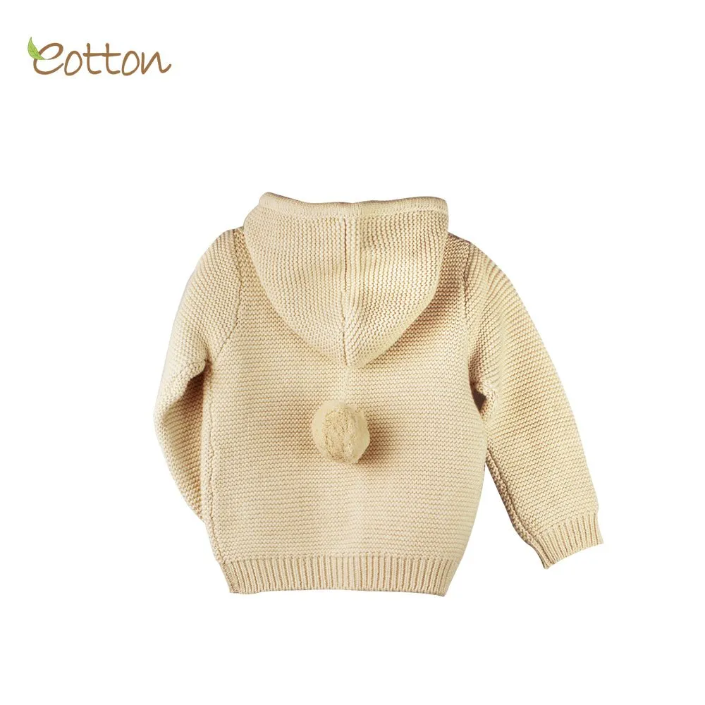 Organic Cable Knit Hooded Baby Cardigan
