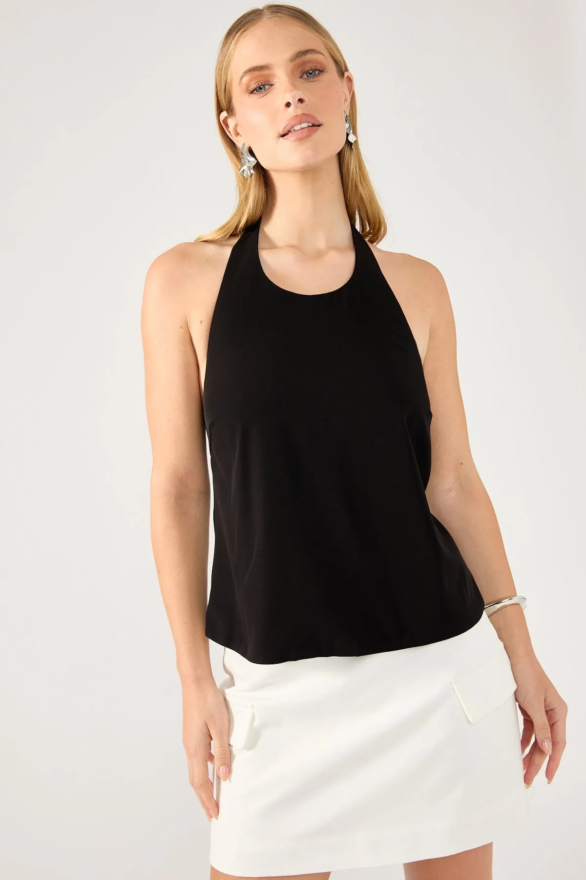 Orla Black Open-Back Halter Top