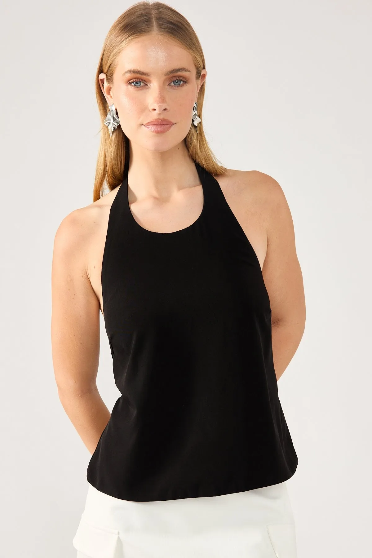 Orla Black Open-Back Halter Top