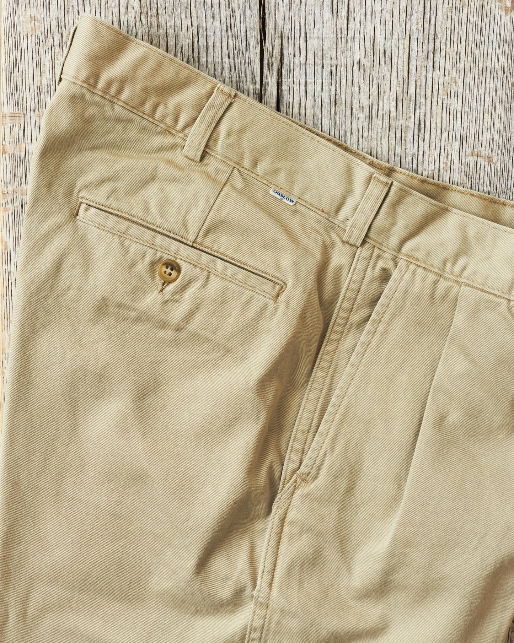 OrSlow 5021 Two Tuck Wide Trousers Khaki