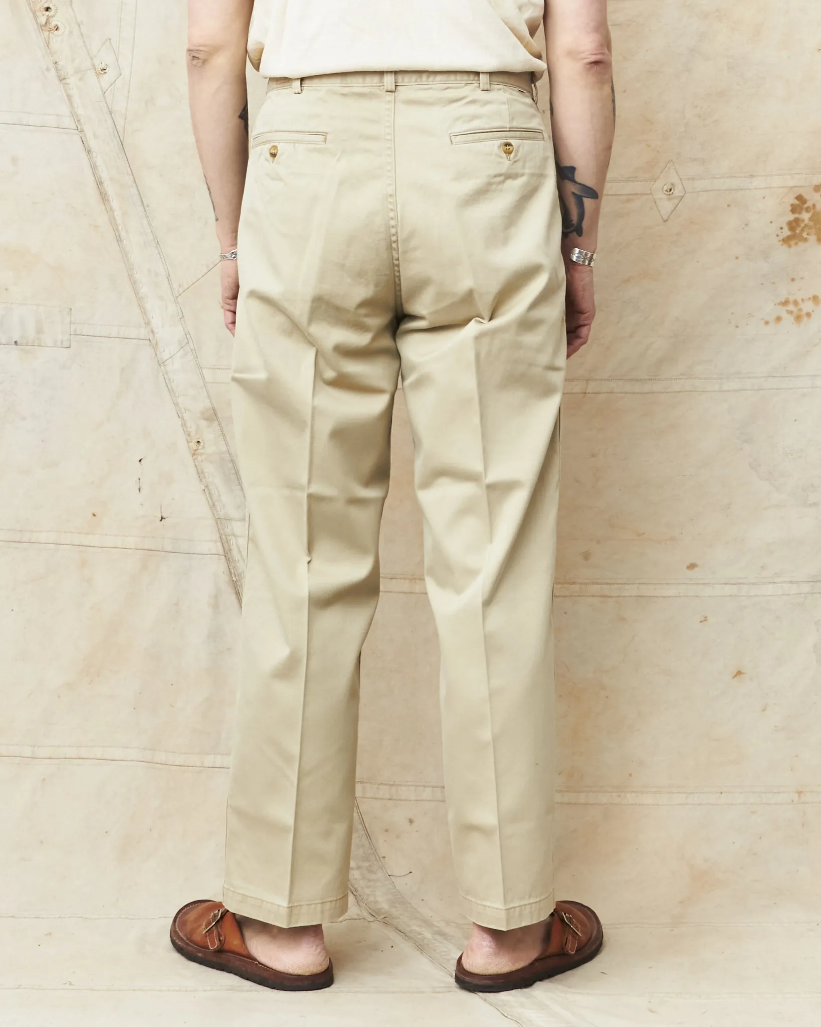 OrSlow 5021 Two Tuck Wide Trousers Khaki