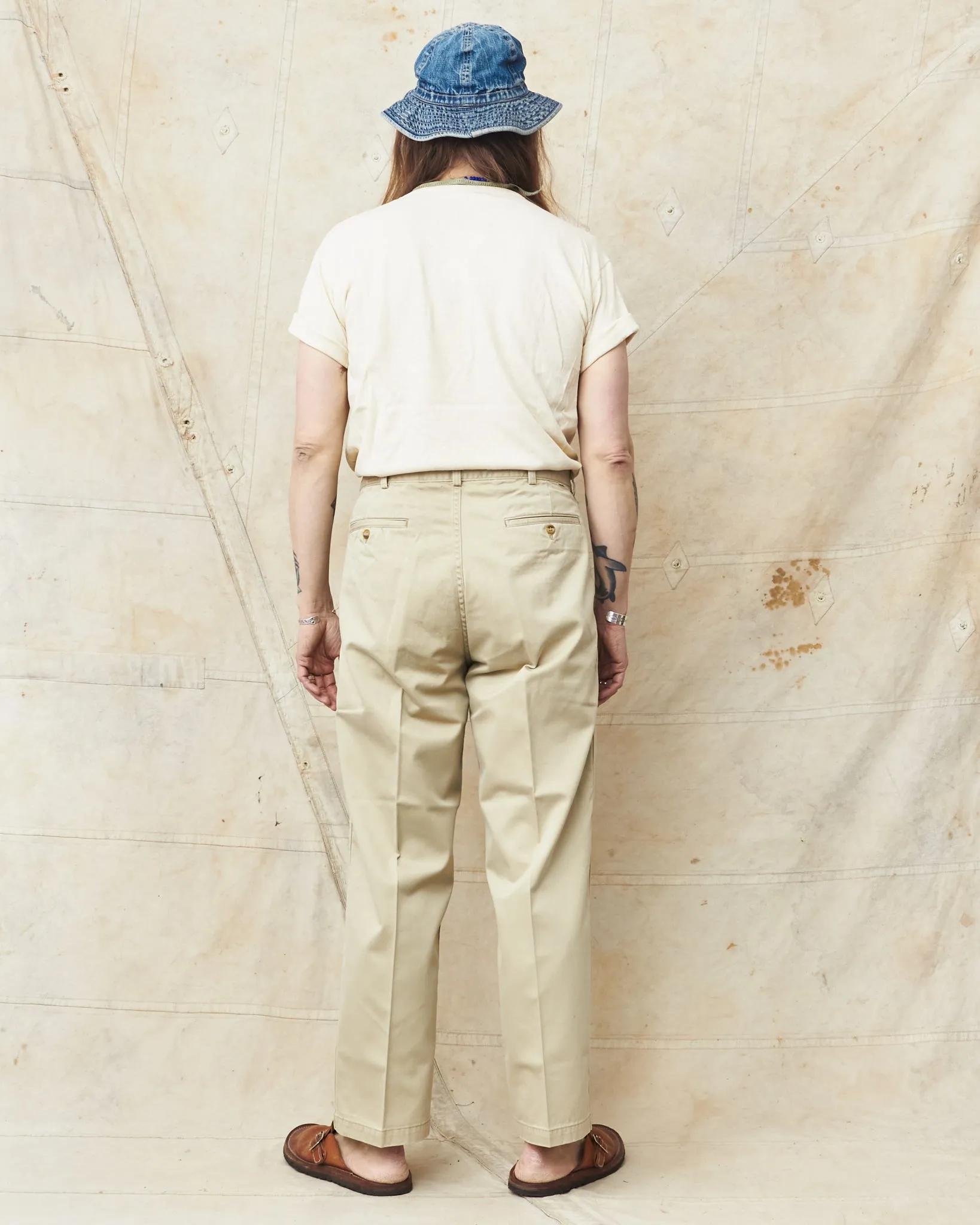OrSlow 5021 Two Tuck Wide Trousers Khaki