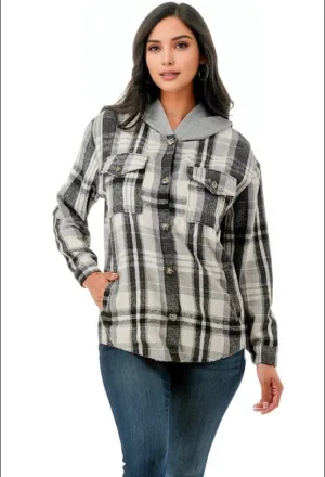 Oversized Hooded Flannel Shackets (3 colors)
