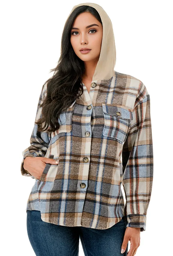 Oversized Hooded Flannel Shackets (3 colors)
