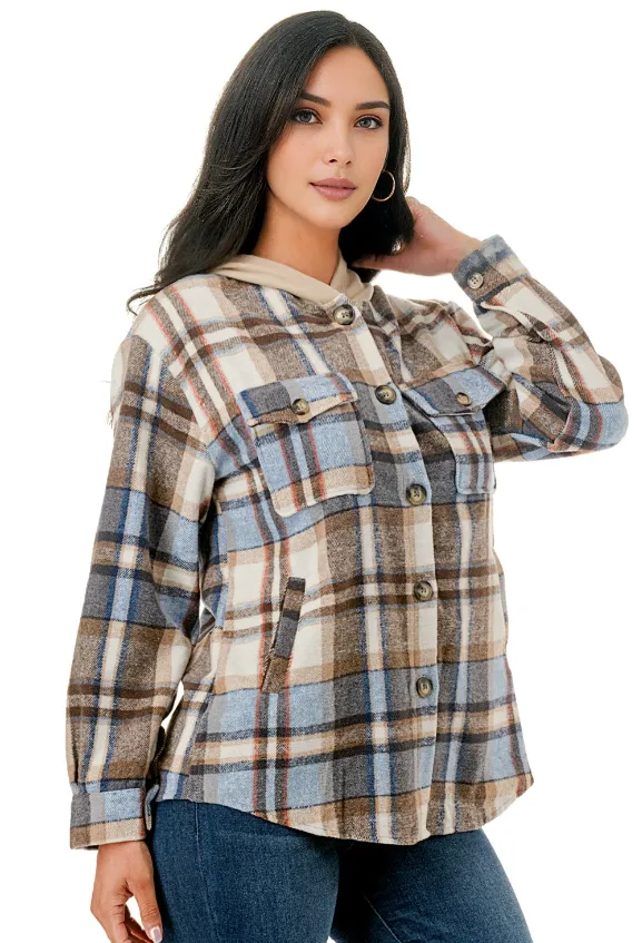 Oversized Hooded Flannel Shackets (3 colors)