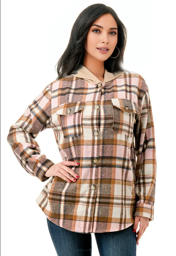 Oversized Hooded Flannel Shackets (3 colors)