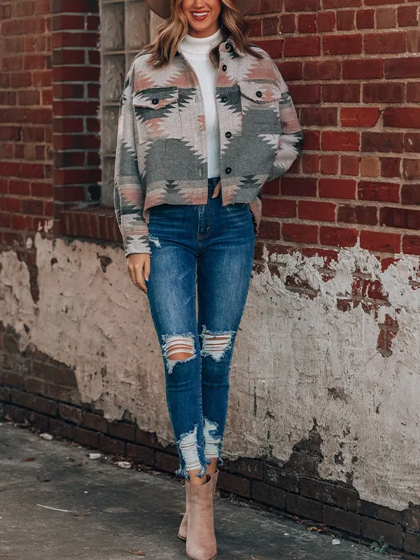 Oversized Printed Woolen Jacket