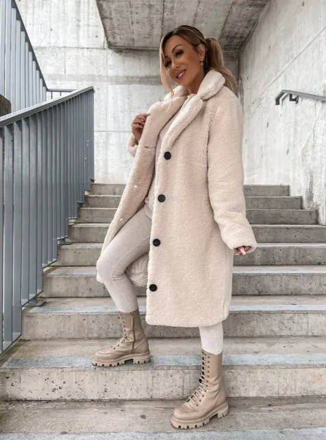 Oversized Textured Button Coat