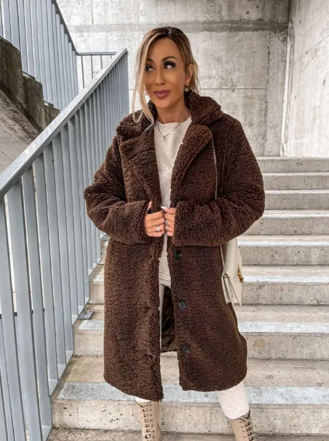 Oversized Textured Button Coat