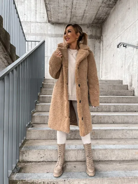 Oversized Textured Button Coat