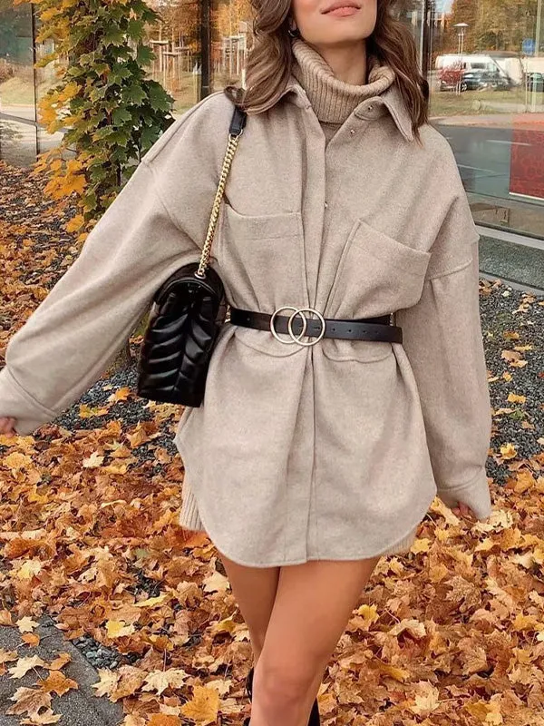 Oversized Woolen Shirt Jacket