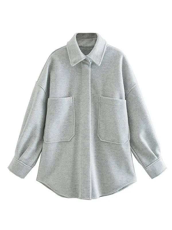 Oversized Woolen Shirt Jacket