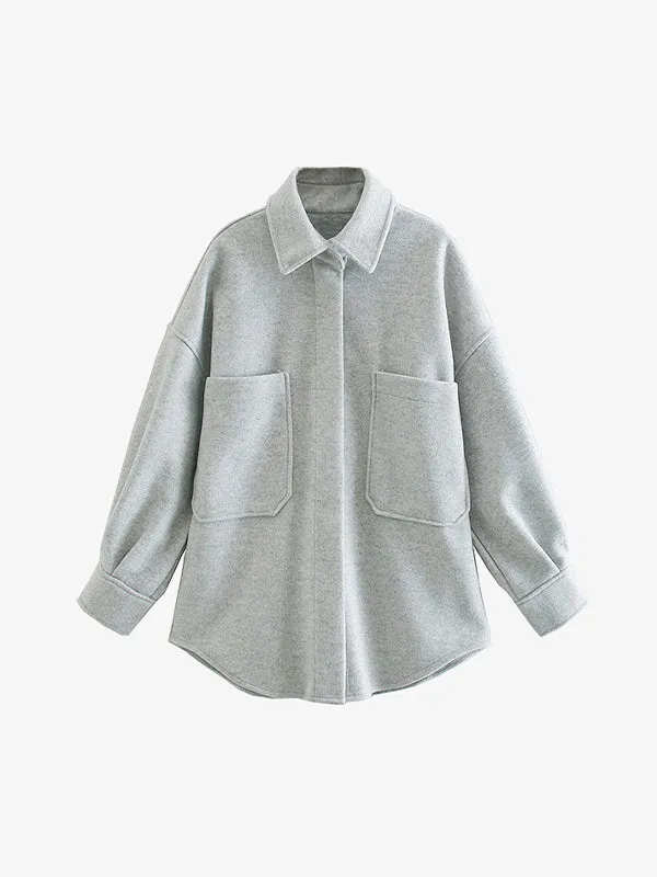 Oversized Woolen Shirt Jacket