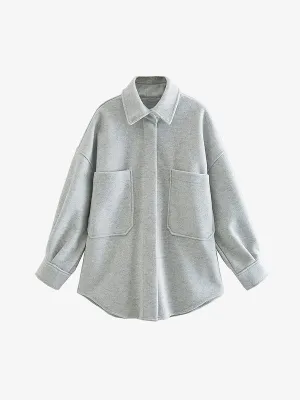 Oversized Woolen Shirt Jacket