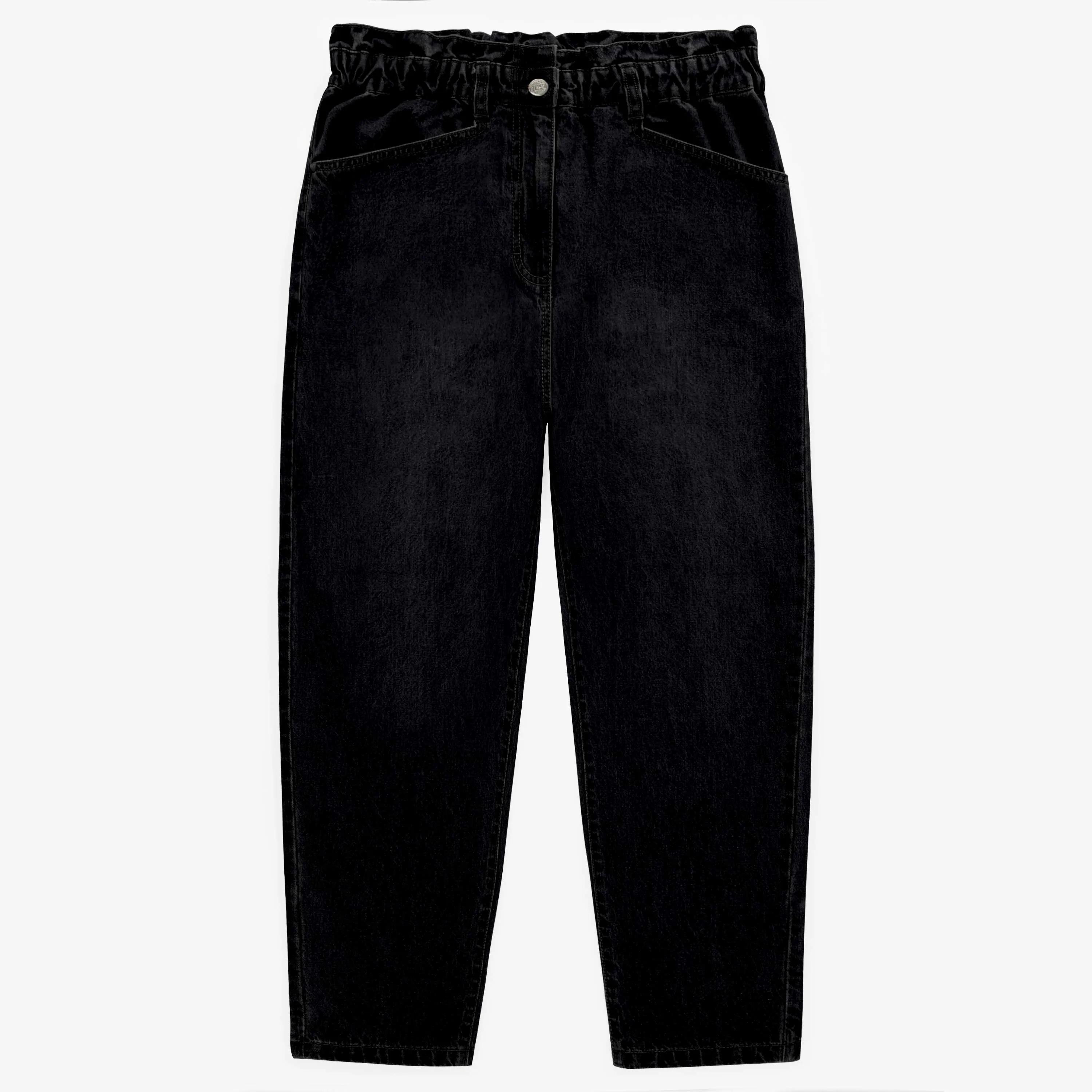 Pantalon en denim noir coupe décontractée longueur 7/8, adulte || Relaxed fit black denim pants 7/8 length, adult