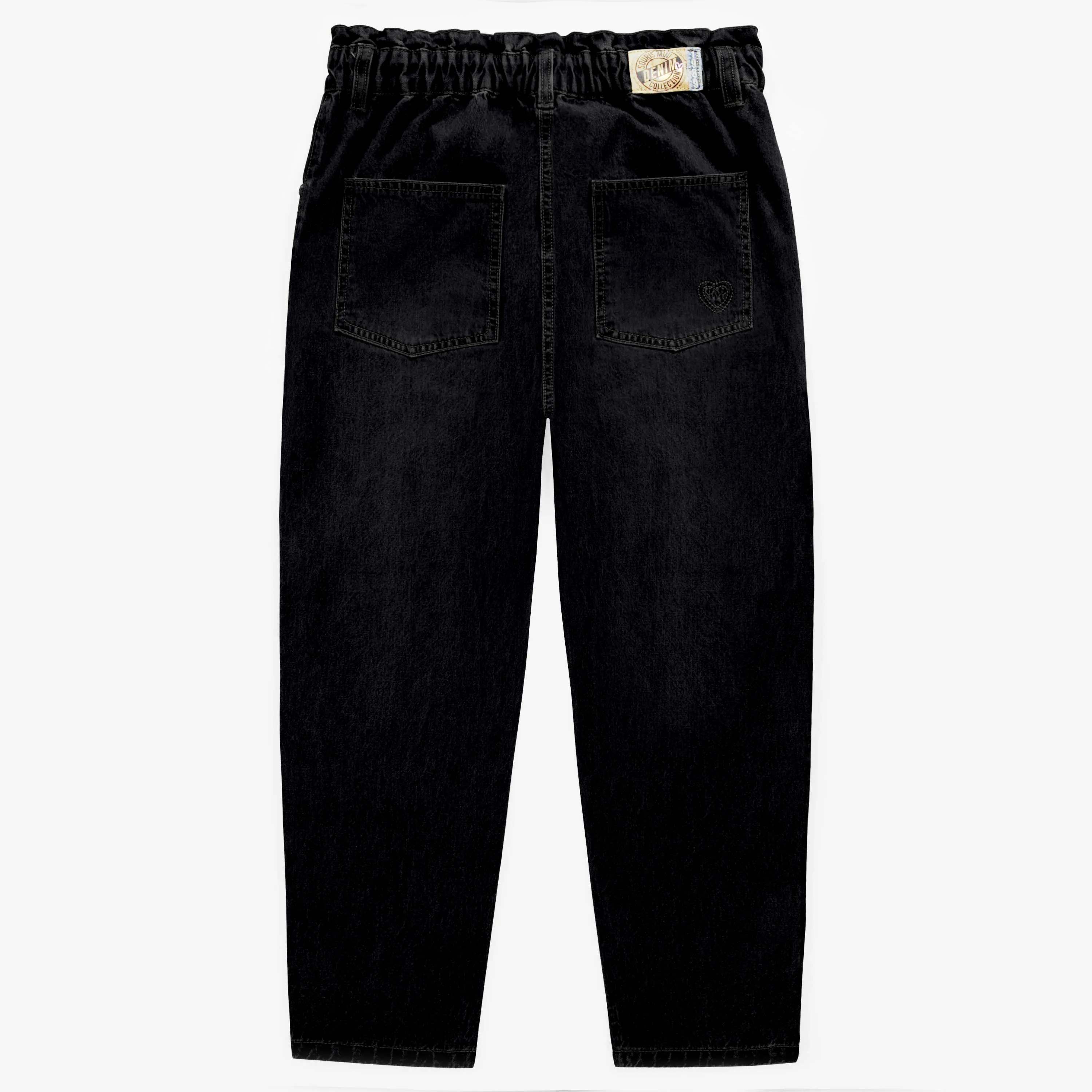 Pantalon en denim noir coupe décontractée longueur 7/8, adulte || Relaxed fit black denim pants 7/8 length, adult