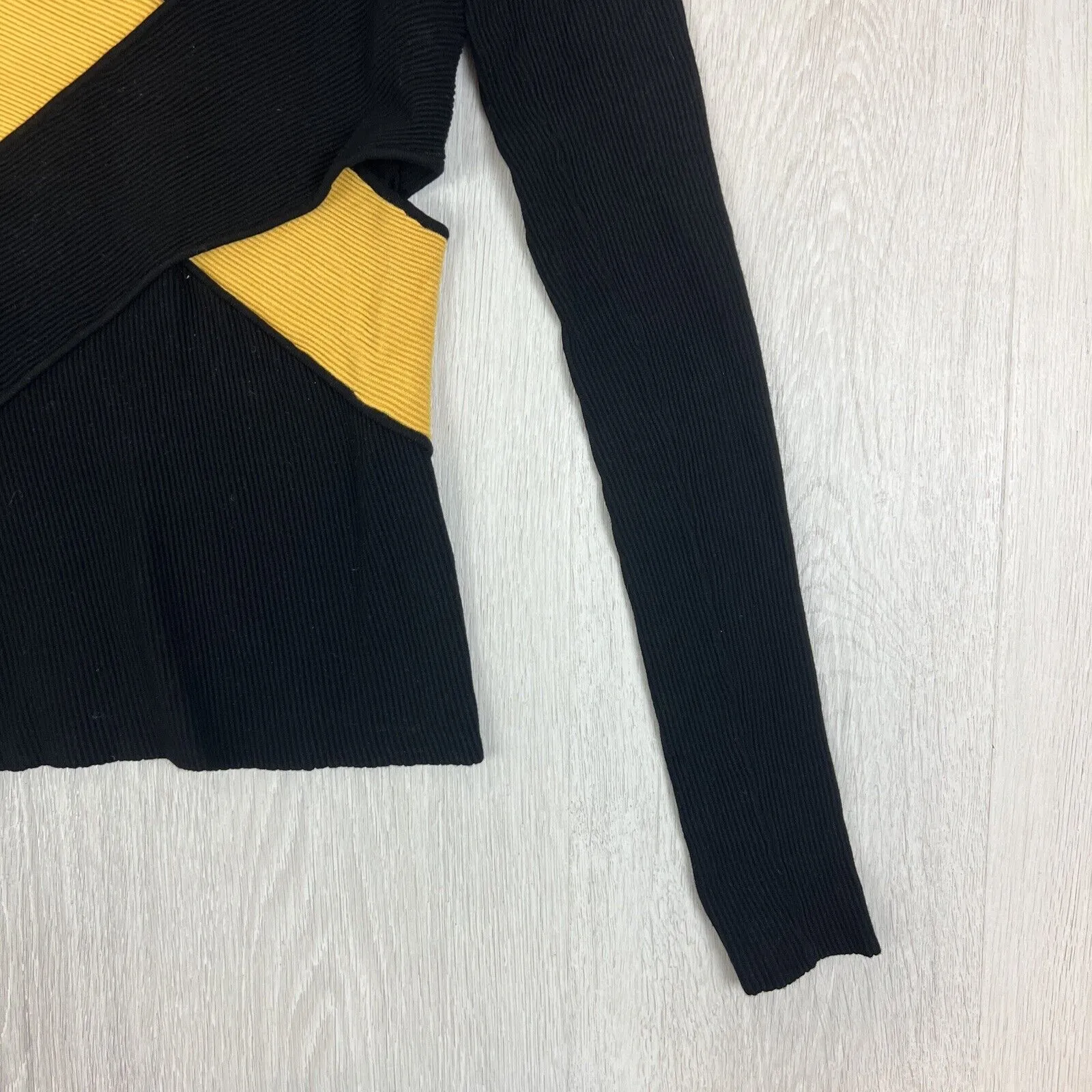 P.E Nation Womens Black Ribbed Cutout Activewear Long Sleeve Top Size Small