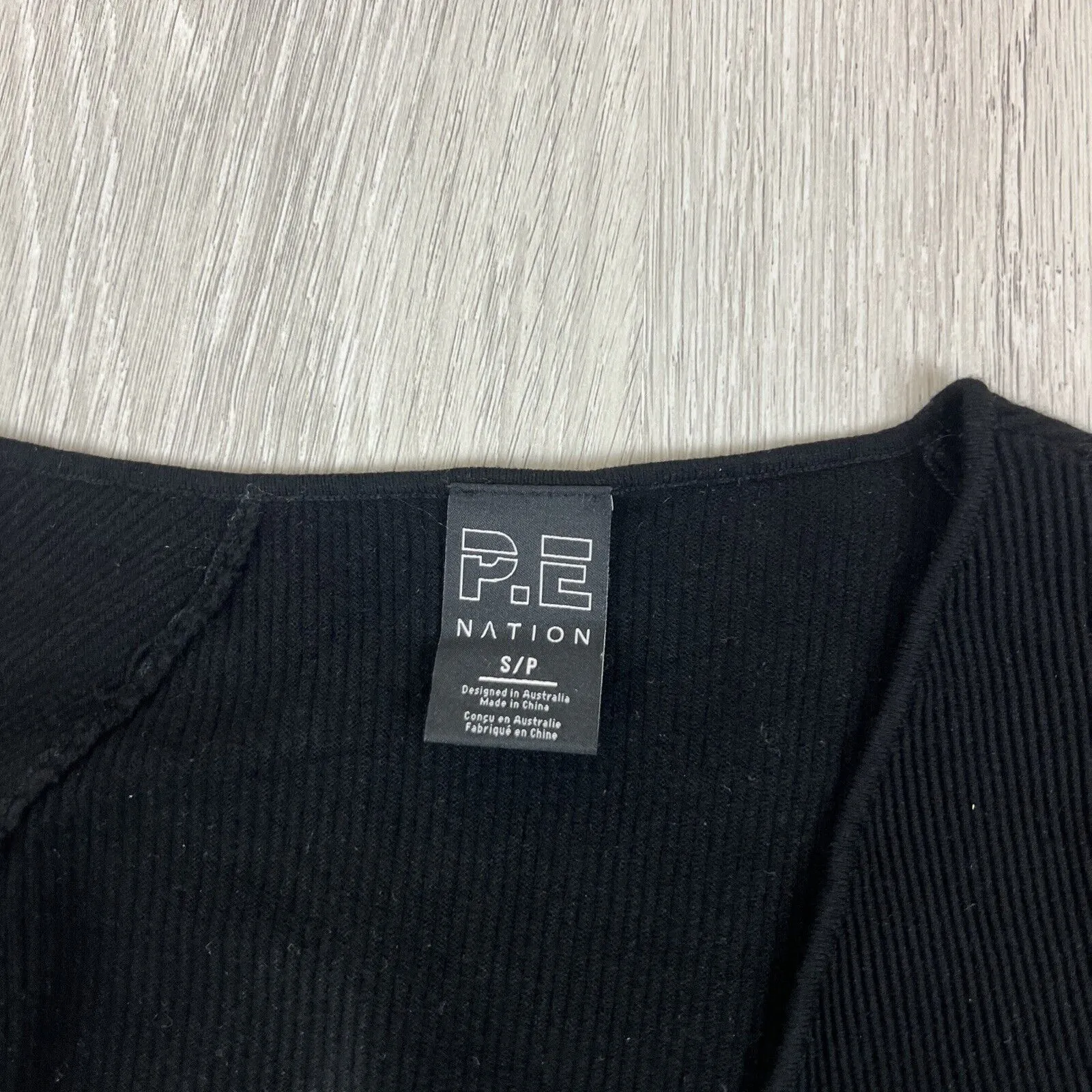 P.E Nation Womens Black Ribbed Cutout Activewear Long Sleeve Top Size Small