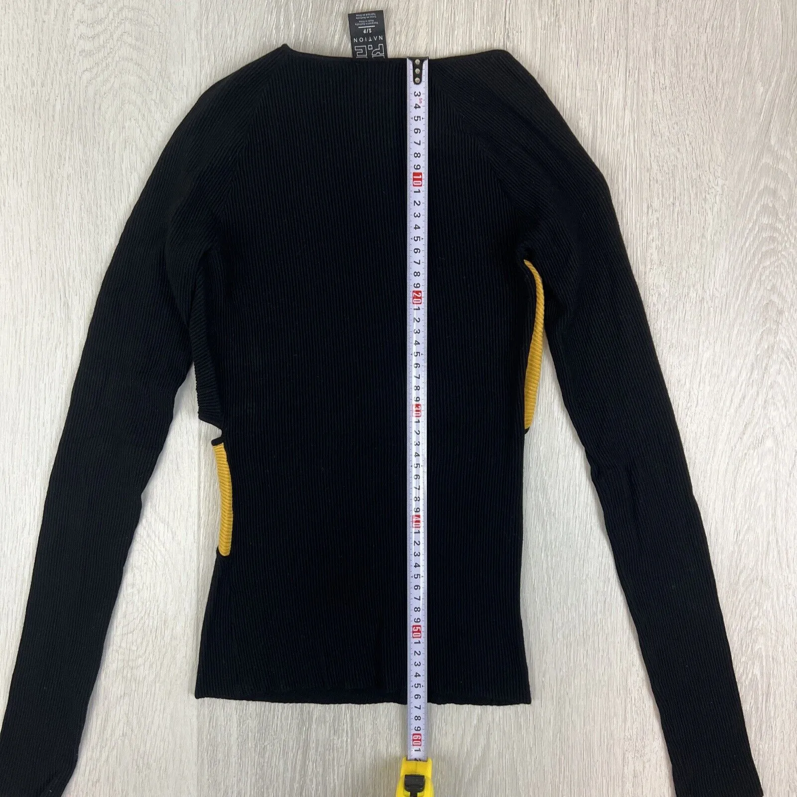 P.E Nation Womens Black Ribbed Cutout Activewear Long Sleeve Top Size Small