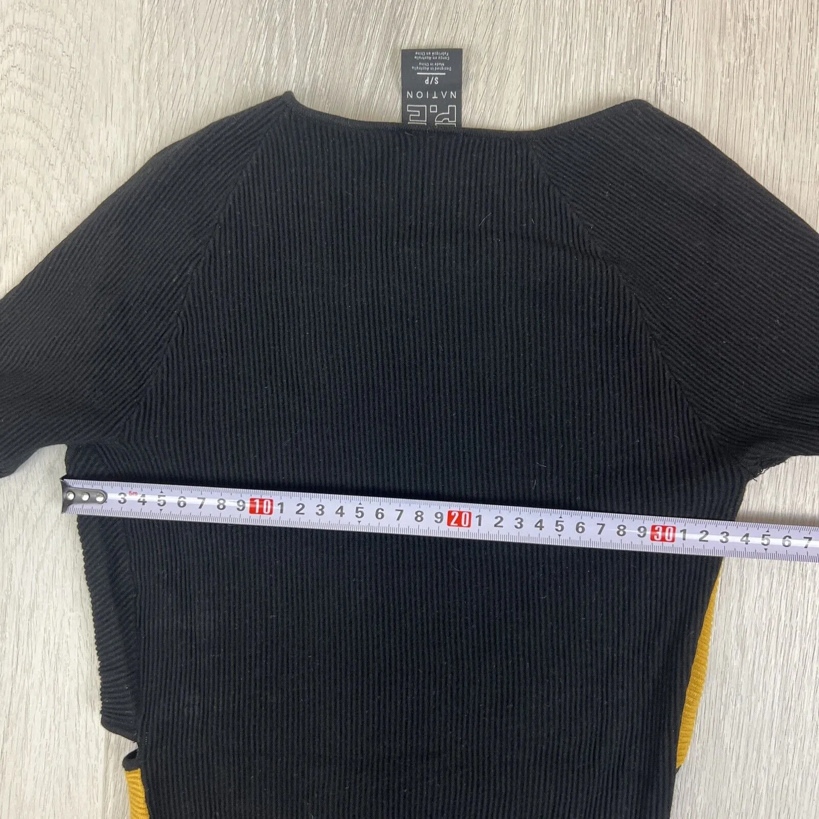 P.E Nation Womens Black Ribbed Cutout Activewear Long Sleeve Top Size Small