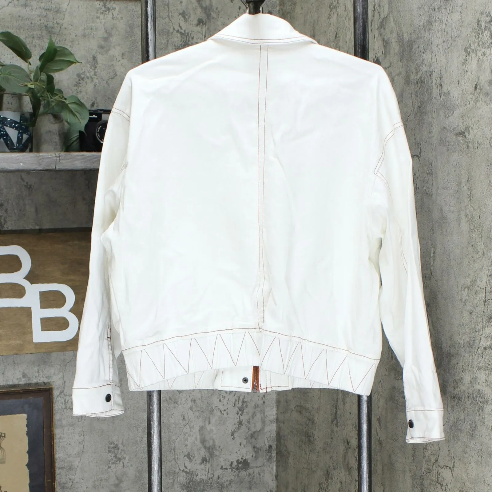 Peace Love World Boss Lady Denim Jacket White Small