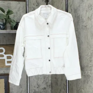 Peace Love World Boss Lady Denim Jacket White Small