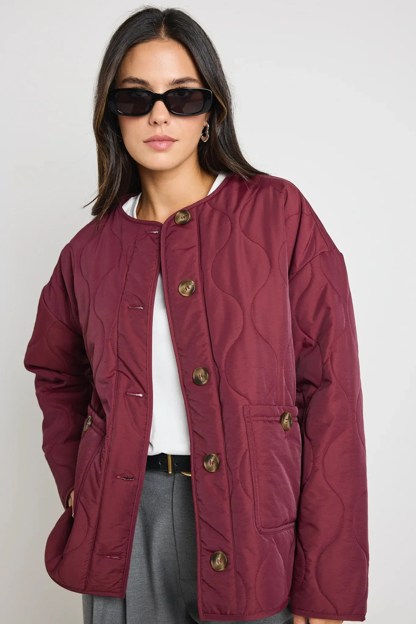 Peak Oversized Padded Shell Jacket Burgundy