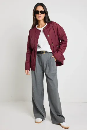 Peak Oversized Padded Shell Jacket Burgundy