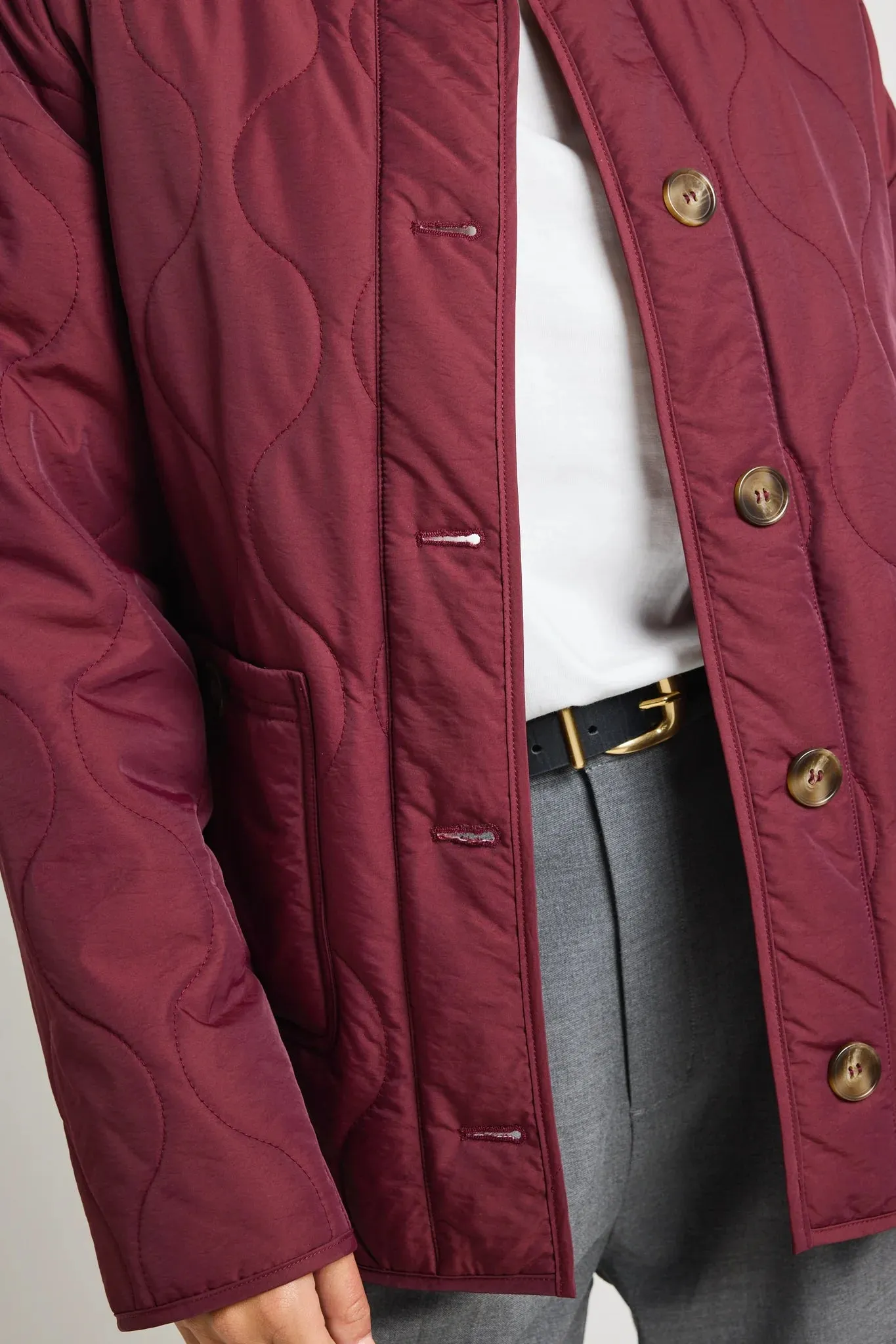 Peak Oversized Padded Shell Jacket Burgundy