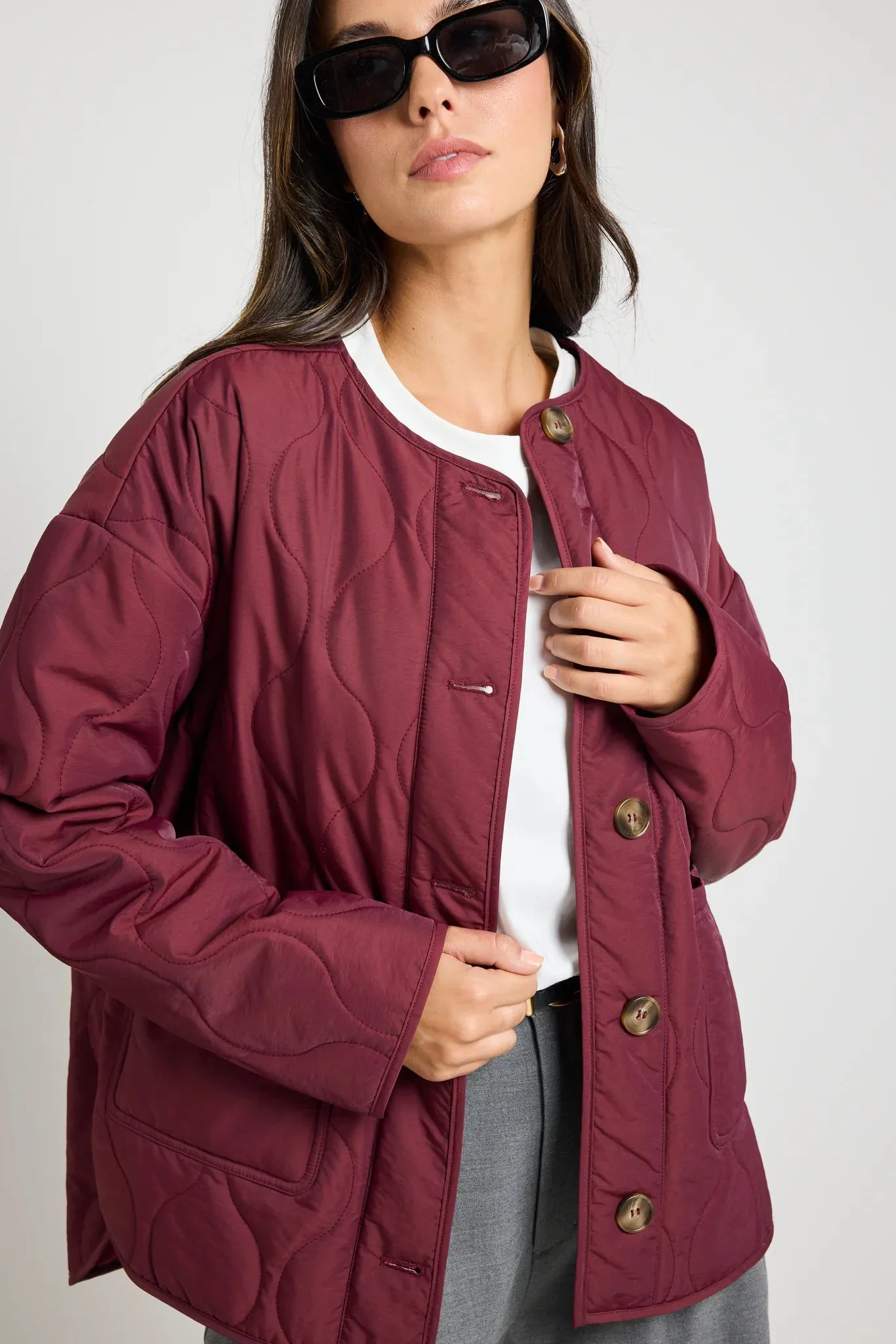 Peak Oversized Padded Shell Jacket Burgundy
