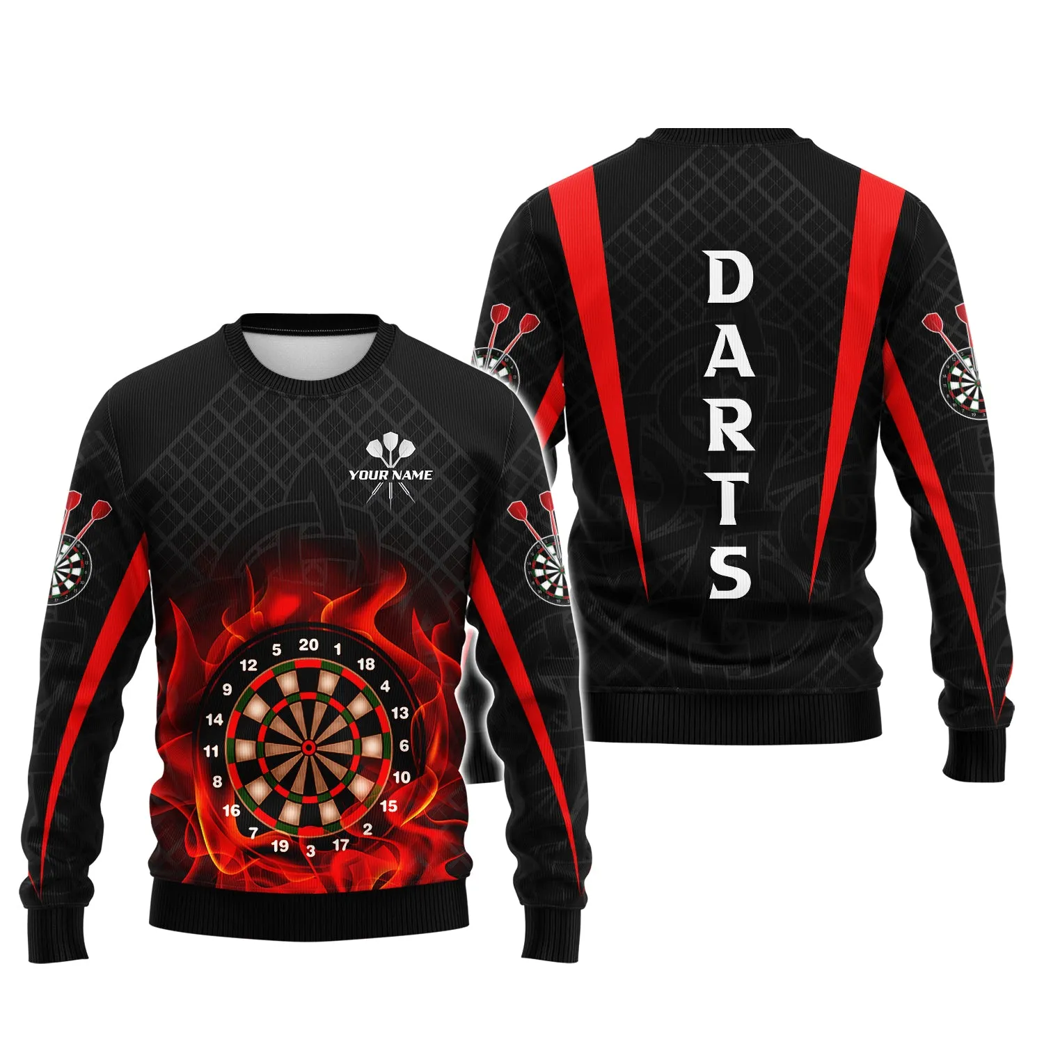 Personalized Name Dart Board On Fire 3D Printed Shirts