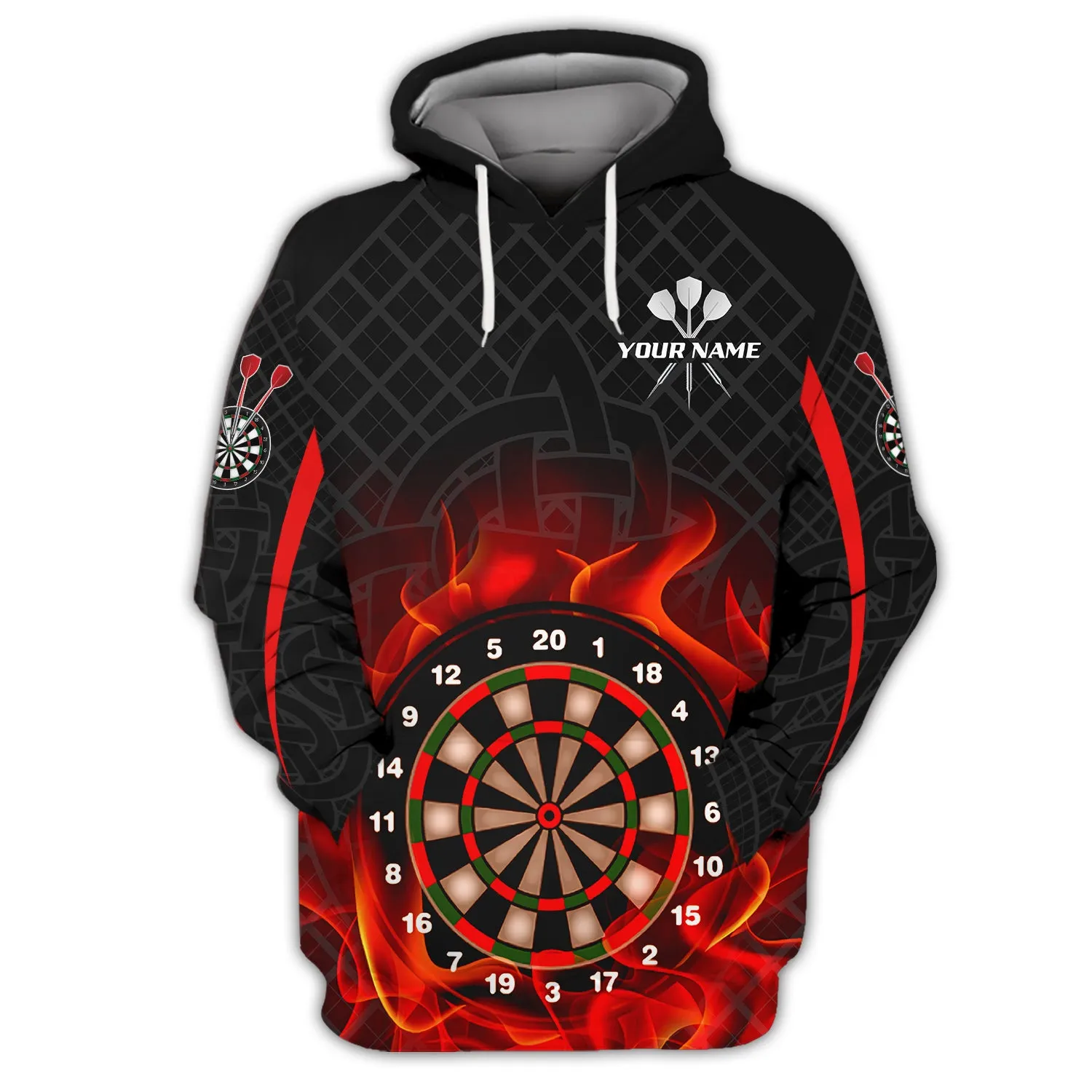 Personalized Name Dart Board On Fire 3D Printed Shirts