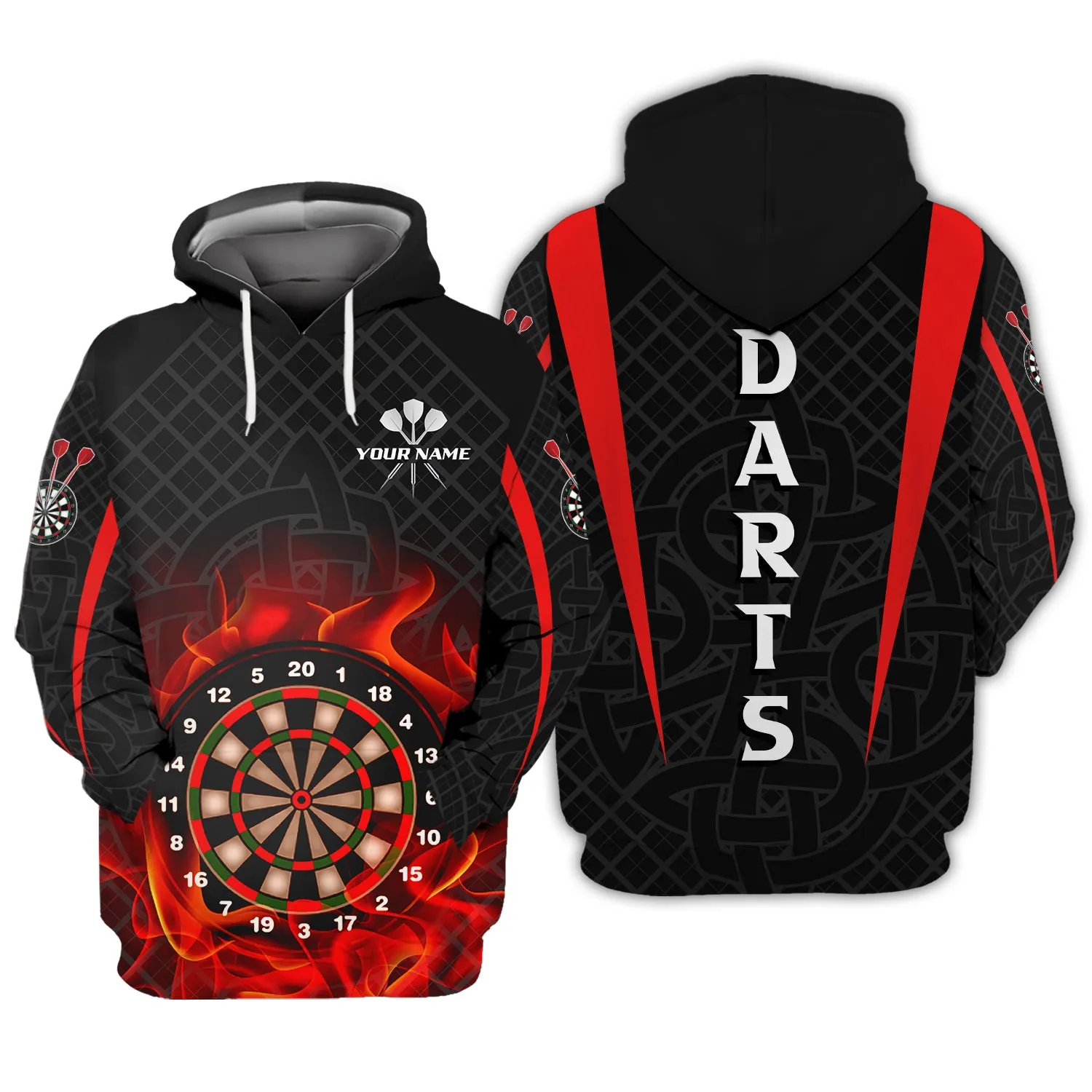 Personalized Name Dart Board On Fire 3D Printed Shirts