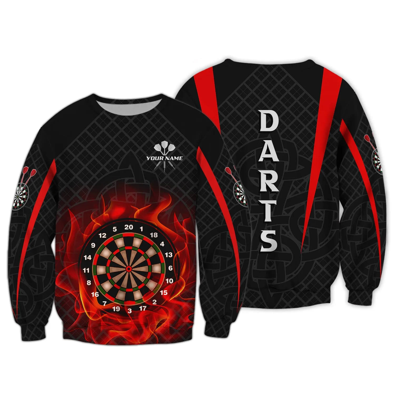 Personalized Name Dart Board On Fire 3D Printed Shirts